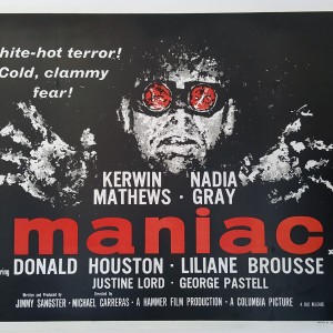 MANIAC 1963 Original Vintage Hammer Horror UK Quad Film Movie Poster