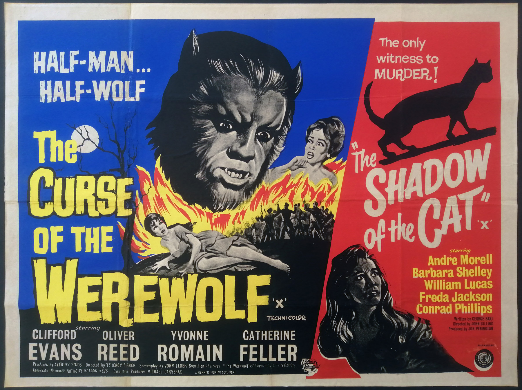 THE CURSE OF THE WEREWOLF / THE SHADOW OF THE CAT (1960) Original ...