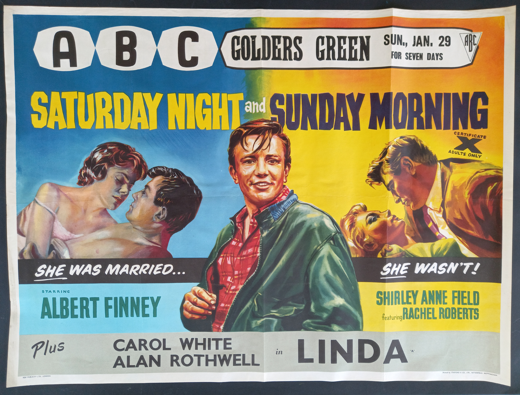 Saturday Night And Sunday Morning 1960 Original Vintage Woodfall Films Uk Quad Film Movie 1109